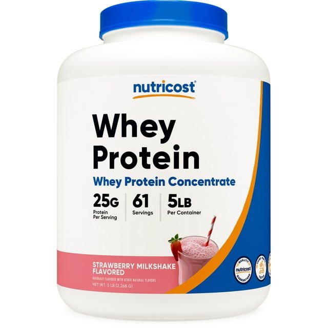 Nutricost Whey Protein Concentrate (Strawberry Milkshake) 5LBS - Protein Supplement