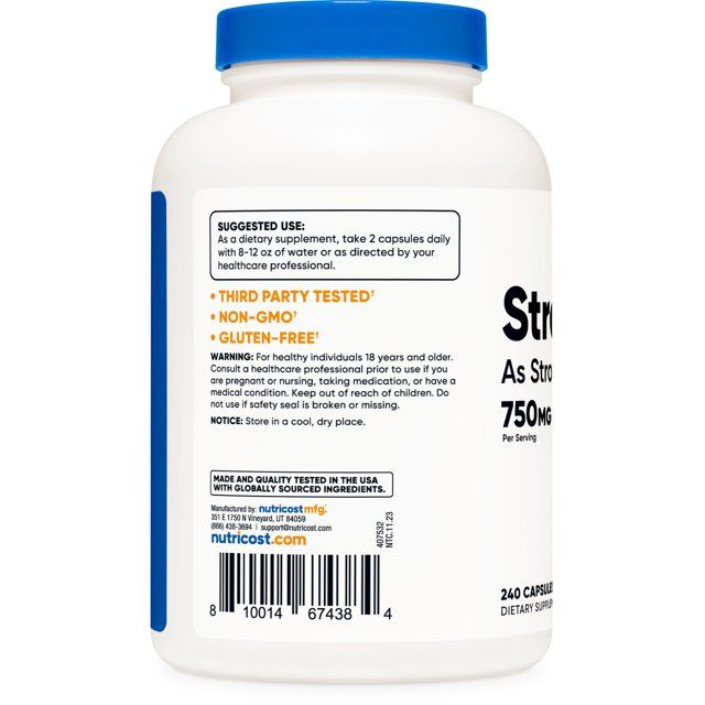 Nutricost Strontium Capsules 750mg, 240 Capsules - Vegetarian, Non-GMO, Gluten Free Supplement