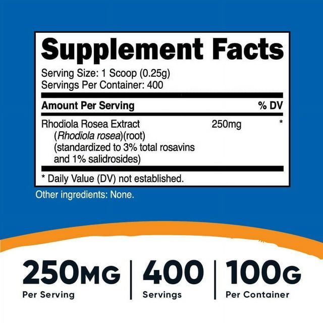 Nutricost Rhodiola Rosea Powder 100 Grams - Gluten Free and Non-GMO Supplement