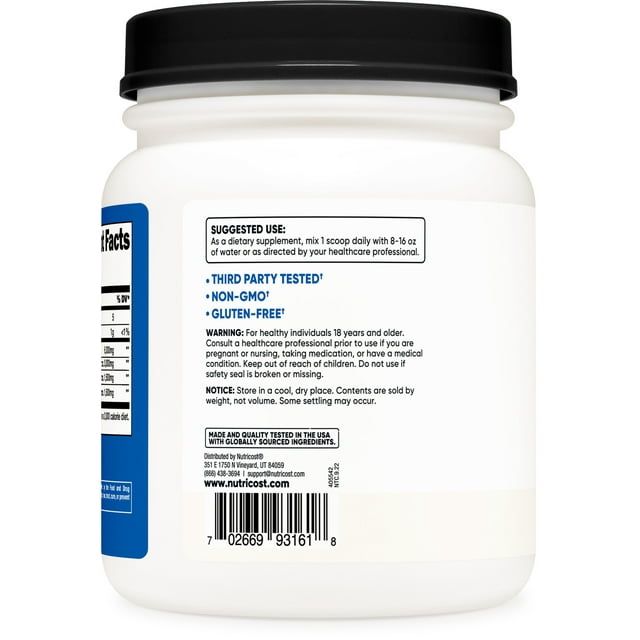 Nutricost BCAA Powder 2:1:1 (Unflavored) 90 Servings - Gluten Free & Non-GMO Supplement