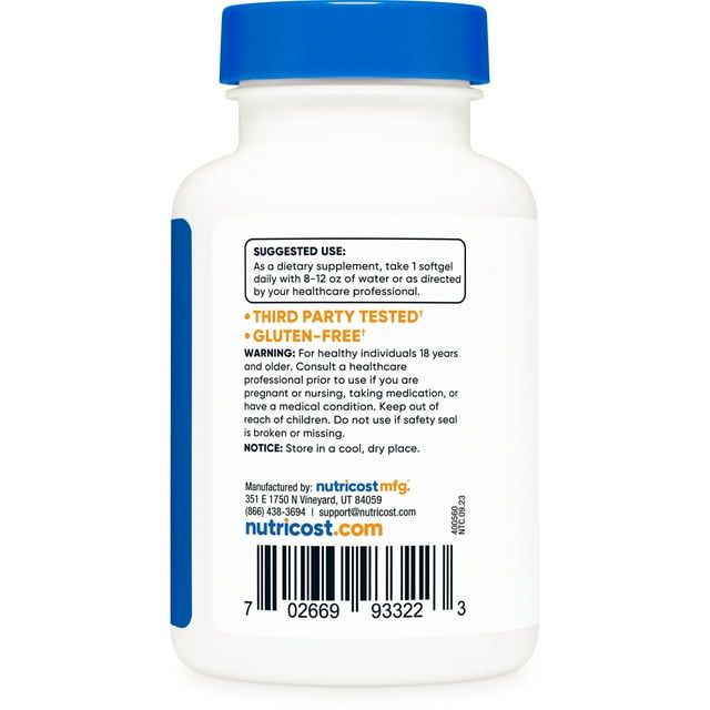 Nutricost Vitamin D3 10,000 IU Supplement, 240 Soft Gel Caps