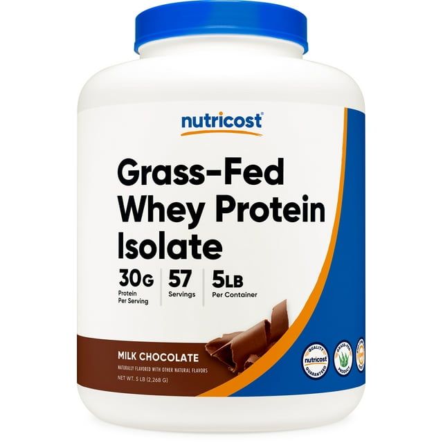 Nutricost Grass-Fed Whey Protein Isolate Powder (Chocolate) 5LBS - Non-GMO