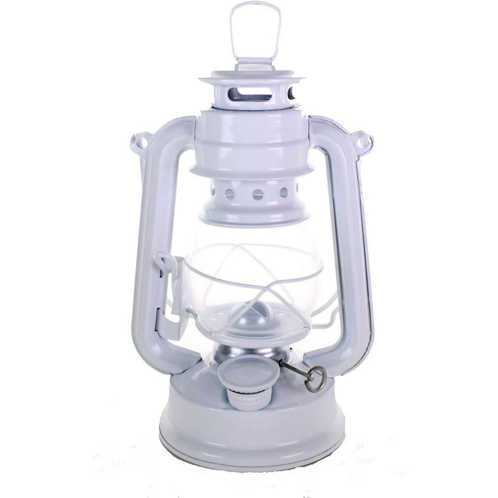 Lot of 2 - 8 Inch White Hurricane Kerosene Oil Lantern Hanging Light / Lamp