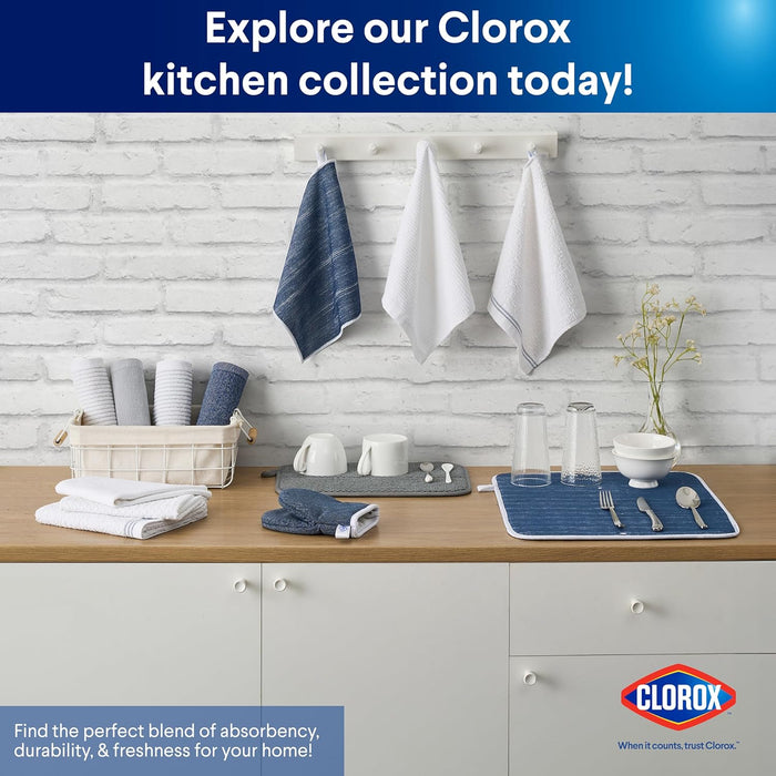 CLOROX Kitchen Towel Set - 100% Cotton Quick Dry Absorbent Multipurpose Beautiful Towels - 15" x 25" - Beige Tan 4 Pack
