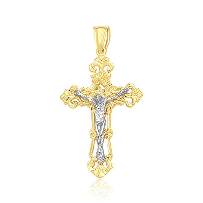 14k Two- Tone Gold Cross Pendant