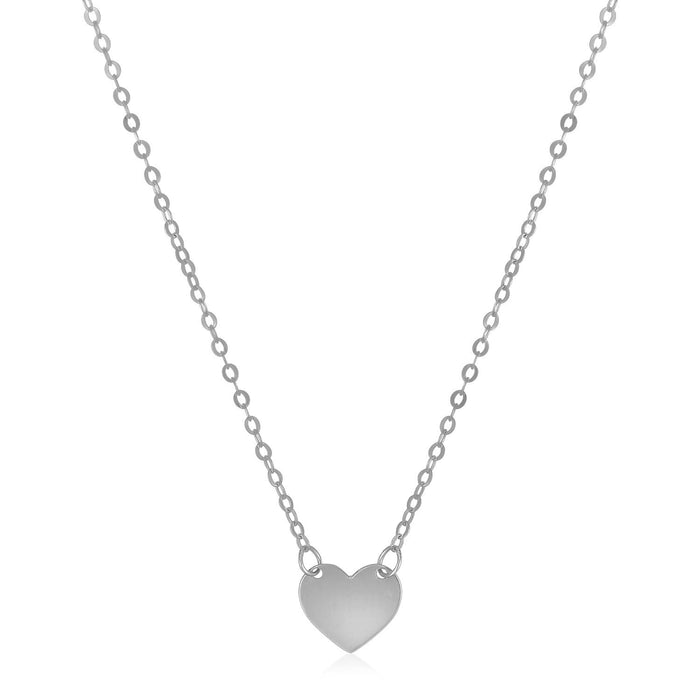 14k White Gold Polished Mini Heart Necklace