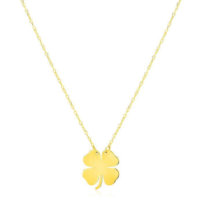 14K Yellow Gold Four Leaf Clover Necklace