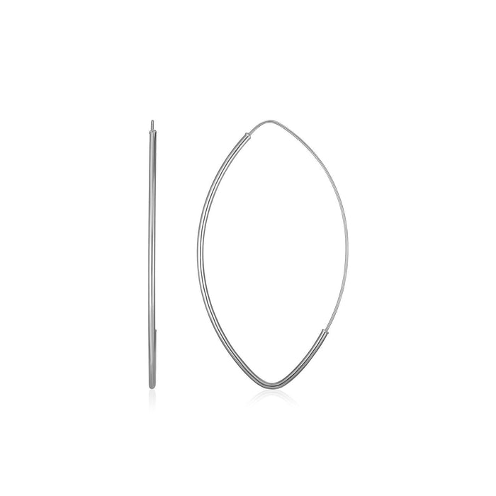 14k White Gold Polished Long Marquise Motif Earring