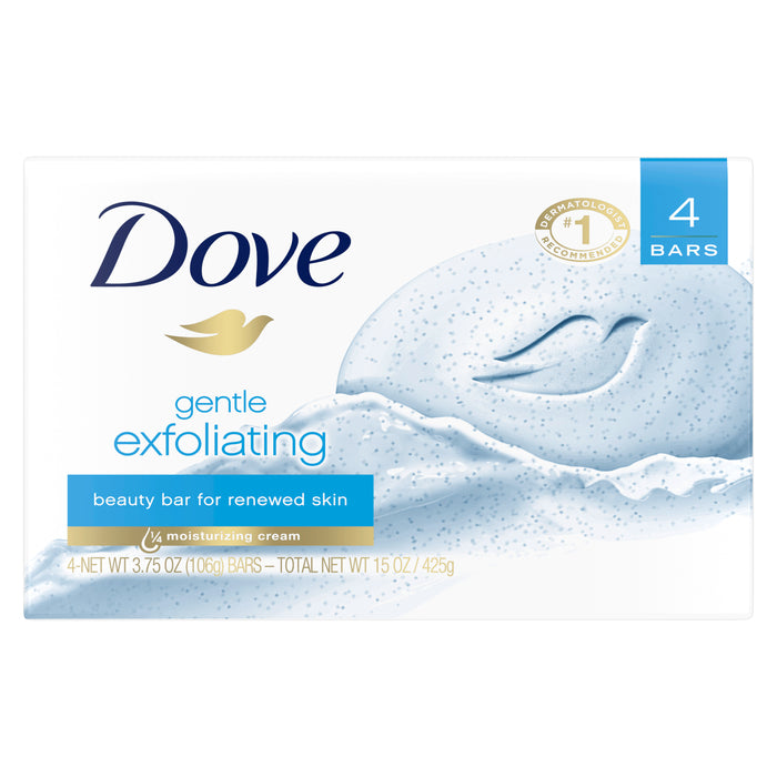 Dove Beauty Bar Women's Bath Soap Gentle Exfoliating Renews Soft Smooth Skin, 3.75 oz 4 Bars