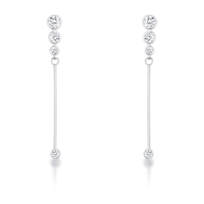 1.2Ct Graduated Plated Drop Cubic Zirconia Earrings.
