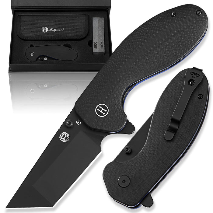 The Pioneer Folding Pocket Knife Giftset for Men and Women (Black and Blue)