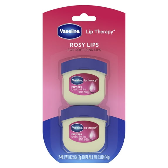 Vaseline Lip Therapy Rosy Lip Balm Mini, 0.25 oz, (Pack of 2)