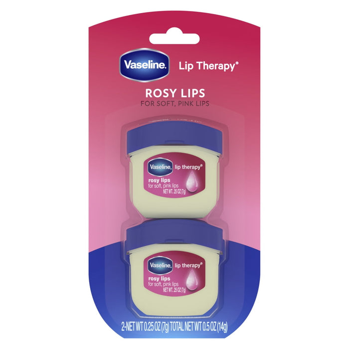 Vaseline Lip Therapy Rosy Lip Balm Mini, 0.25 oz, (Pack of 2)