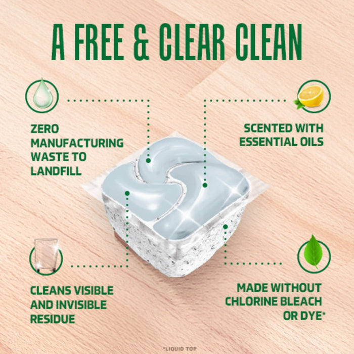 Cascade Free & Clear Dishwasher Pods, Dishwasher Detergent, Dish Detergent Soap, Lemon, 47 count