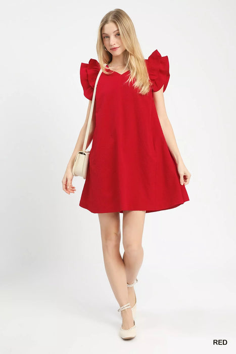 Umgee Seersucker Ruffle Shift Dress