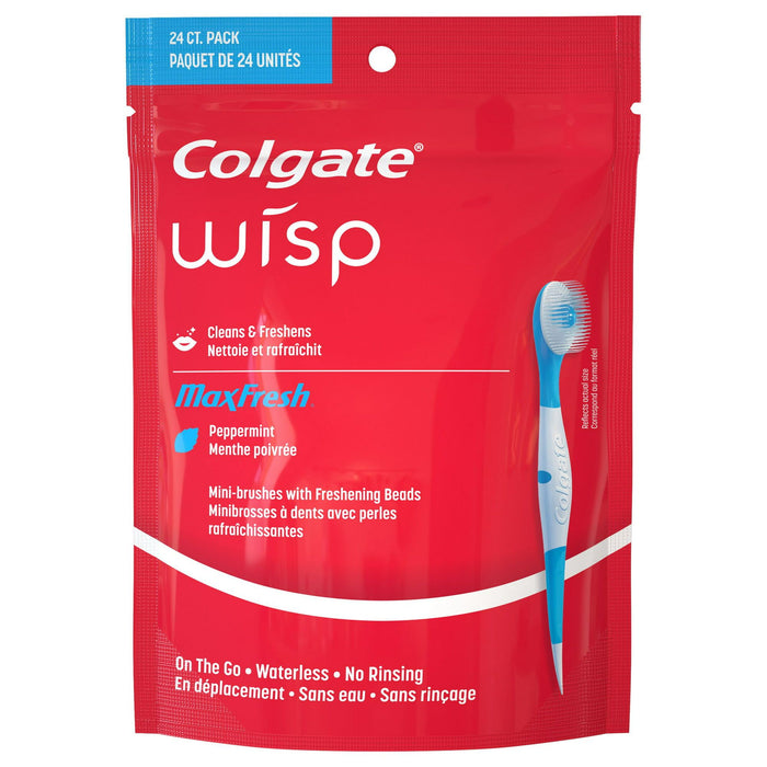Colgate Max Fresh Wisp Disposable Mini Toothbrush; Peppermint; 24 Count