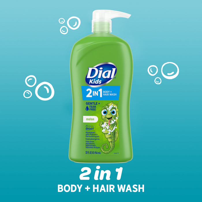 Dial Kids 2-in-1 Body+Hair Wash, Melon, 32 fl oz