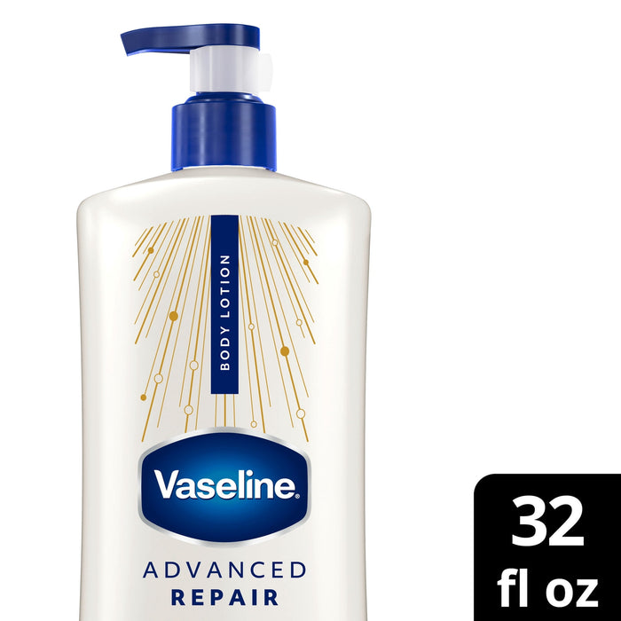 Vaseline Intensive Care Body Lotion for Dry Skin Advanced Repair Unscented Lotion Made with Ultra-Hydrating Lipids + Vaseline Jelly to Repair Extremely Dry Skin, 32 fl oz