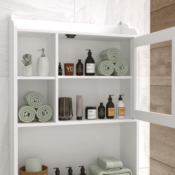 Modern Over The Toilet Space Saver Organization Wood Storage Cabinet for Home, Bathroom