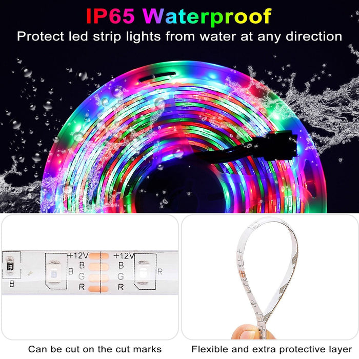 300 LEDs Strip Lights 5M/16.5ft 20 Colors RGB LED Strip IP65 Waterproof w/ Remote