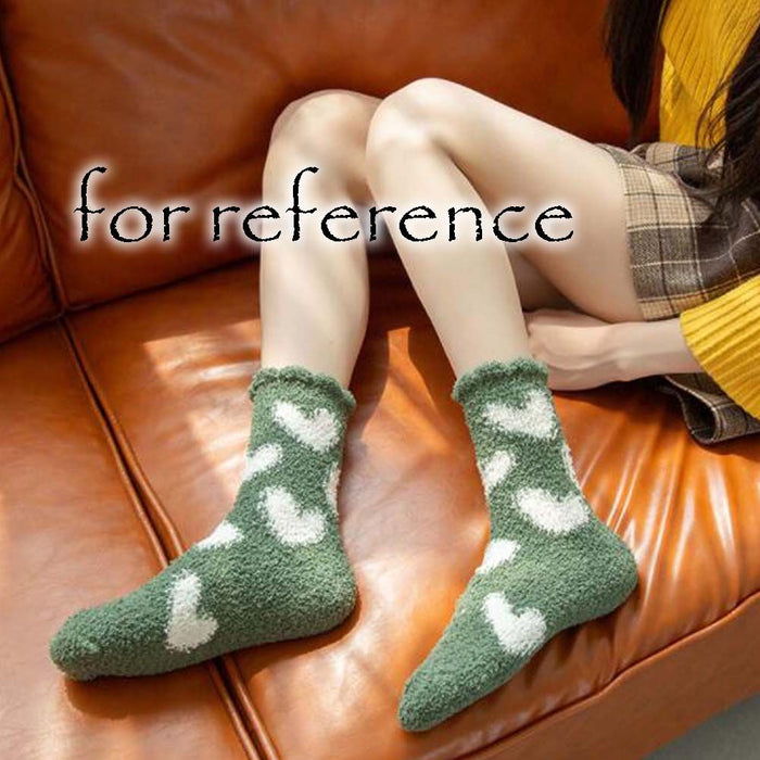 5 Pairs Heart Coral Fleece Socks Women's Sleep Socks Warm Mid-calf Home Socks Plush Floor Socks
