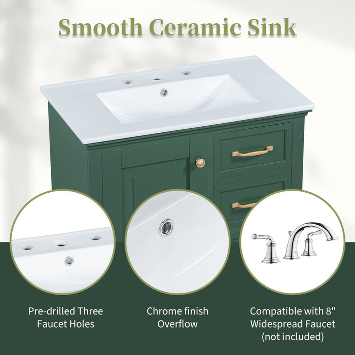 30" Bathroom Vanity with Sink, One Package, Bathroom Cabinet with Drawers, Solid Frame and MDF Board