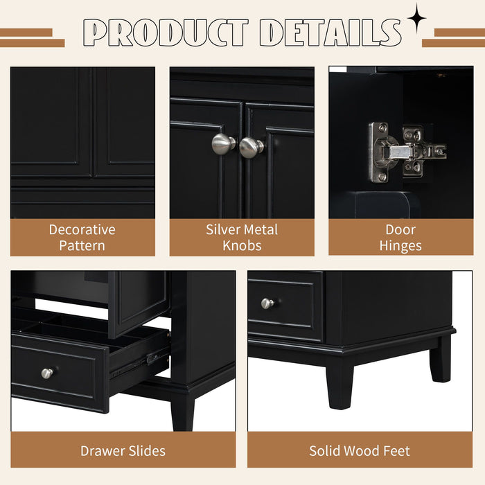 30\" Bathroom Vanity with Sink Combo, Multi-functional Bathroom Cabinet with Doors and Drawer, Solid Frame and MDF Board