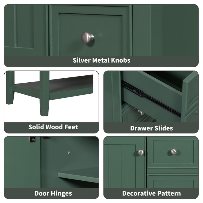 36\" Bathroom Vanity with Sink Combo, One Cabinet and Three Drawers, Solid Wood and MDF Board