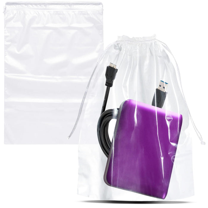 Clear Drawstring Bag, 5 x 8 Inches. Pack of 1000 Clear Plastic Drawstring Bags. 2 Mil Drawstring Clear Plastic Bags. Waterproof Clear Plastic Bags Drawstring for Cosmetics, Toiletries