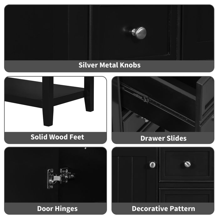 36\" Bathroom Vanity with Sink Combo, One Cabinet and Three Drawers, Solid Wood and MDF Board