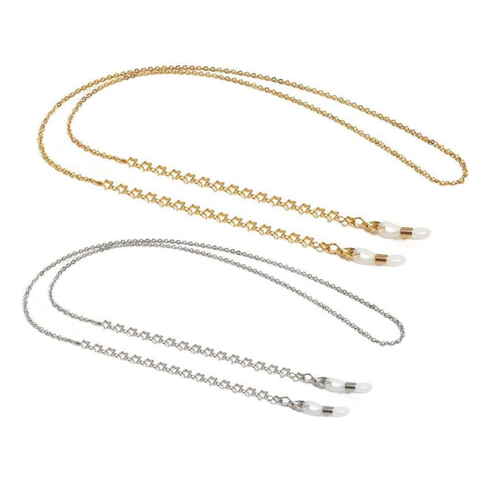 2 Pcs Gold Silver Metal Eyeglass Chain Stars Multipurpose Reading Glasses Chain Necklace String Sunglasses Neck Strap Holder