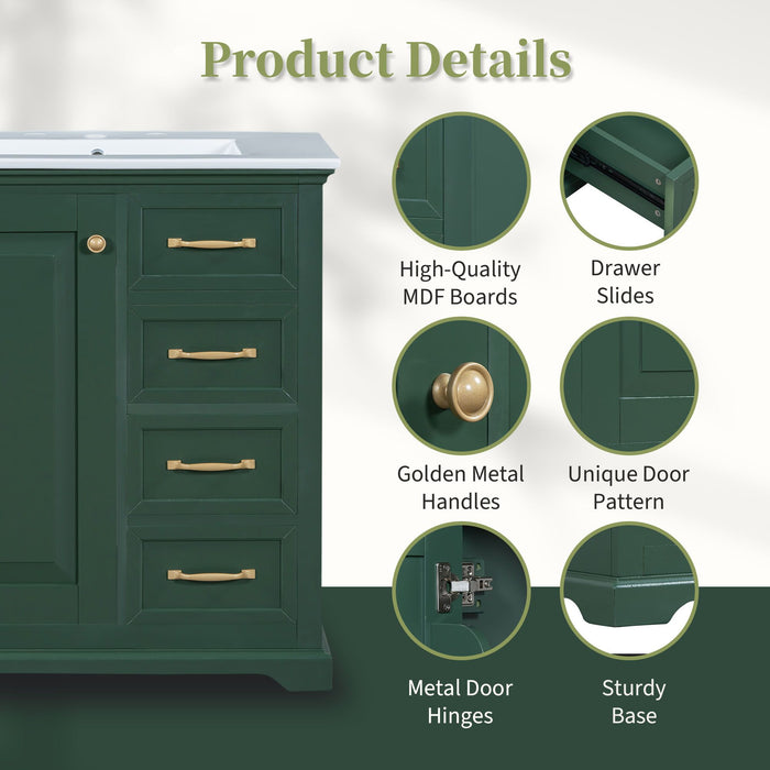 30" Bathroom Vanity with Sink, One Package, Bathroom Cabinet with Drawers, Solid Frame and MDF Board