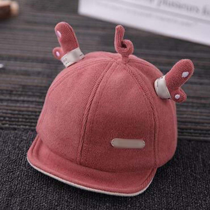 Red Baby Fall Winter Hat Cute Deer Horn Cap Boys Girls Baby Baseball Cap Corduroy Sun Hat,4-20 Months