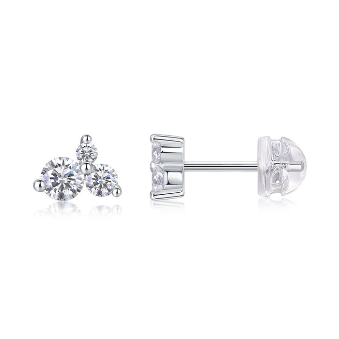 Waves-Set with Moissanite 0.3 carats S925 sterling silver and platinum-plated stud earrings fashion fashion jewelry silver jewelry