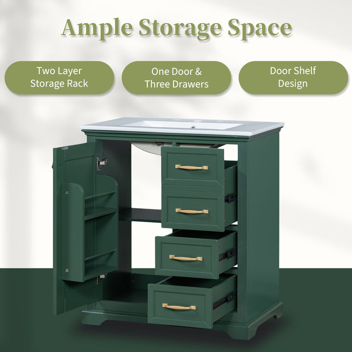 30" Bathroom Vanity with Sink, One Package, Bathroom Cabinet with Drawers, Solid Frame and MDF Board