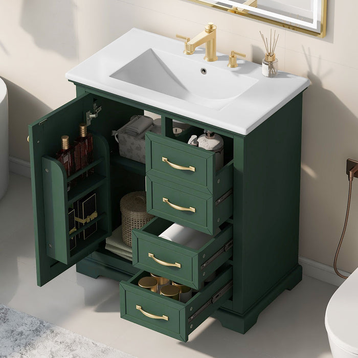 30" Bathroom Vanity with Sink, One Package, Bathroom Cabinet with Drawers, Solid Frame and MDF Board