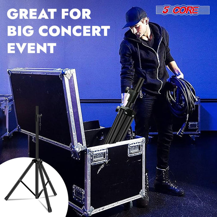 5 Core Speaker Stand Height Adjustable PA DJ Tripod Studio Monitor Stands w 35mm Compatible Insert - SS ECO 1PK BLK WoB