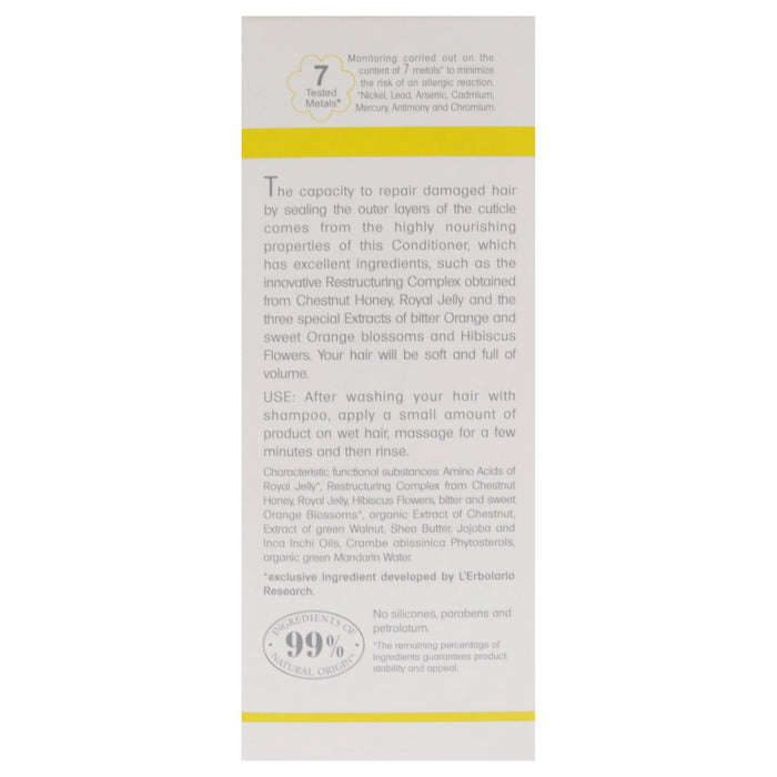 Effetto Reale Intense Nourishment Conditioner by LErbolario for Unisex - 4.2 oz Conditioner