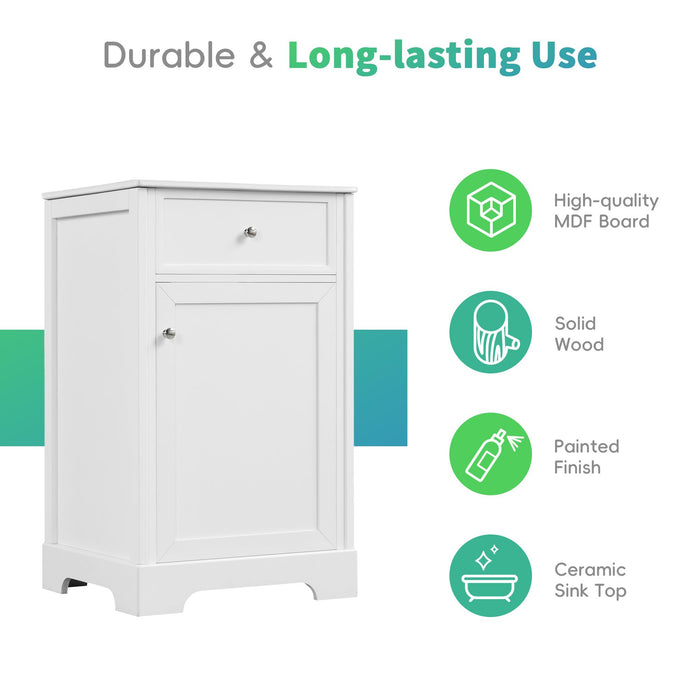 20\" Bathroom Vanity with Sink, Bathroom Cabinet with Soft Closing Door, Storage Rack and Adjustable Shelves
