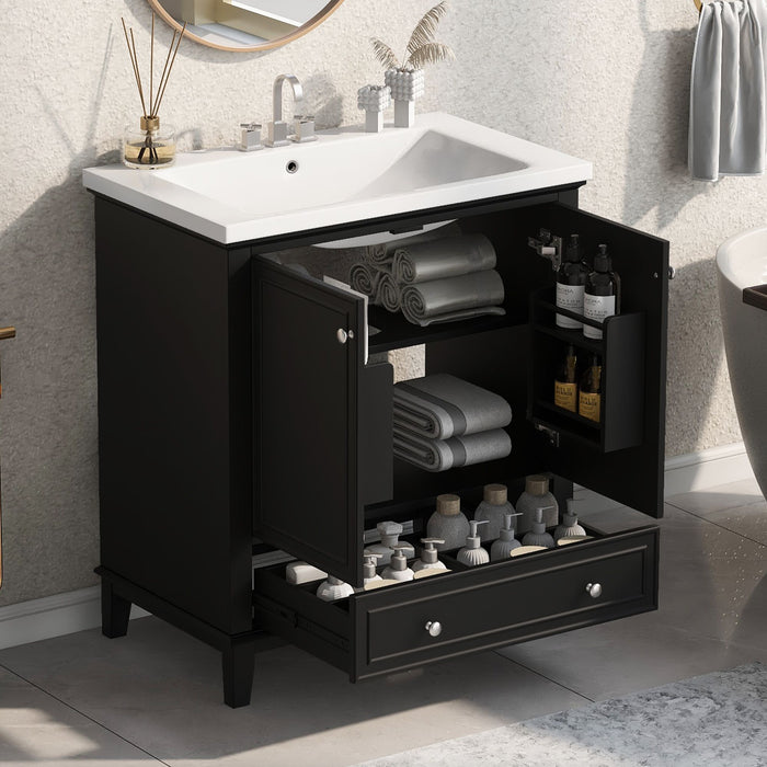30\" Bathroom Vanity with Sink Combo, Multi-functional Bathroom Cabinet with Doors and Drawer, Solid Frame and MDF Board