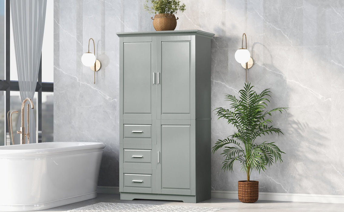 Tall and Wide Storage Cabinet with Doors for Bathroom/Office, Three Drawers