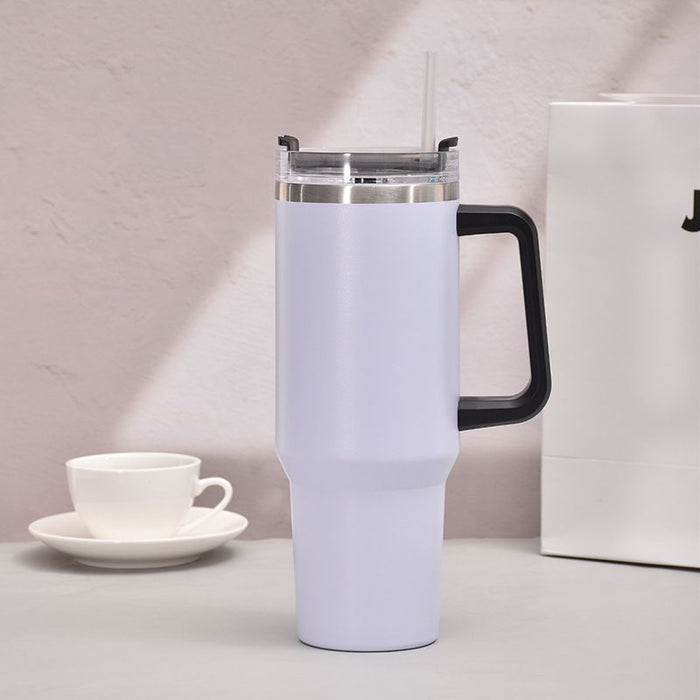 40oz Handle Car Cup with pipette stainless Steel insulated Cold beer cup portable ice cup with handle; Insulated Reusable Leakproof Stainless Steel Water Bottle Travel Mug Iced Coffee Cup