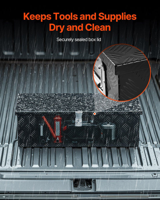 30"x13"x9.6" Heavy Duty Aluminum Truck Bed Tool Box for Pickup RV Black