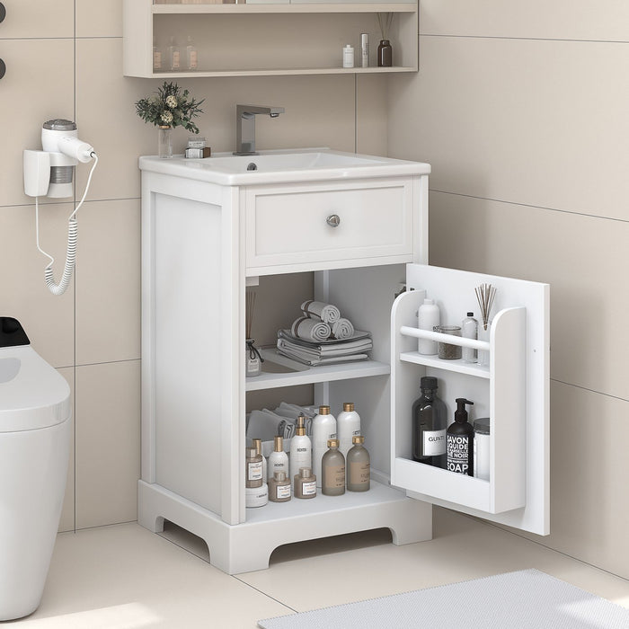 20\" Bathroom Vanity with Sink, Bathroom Cabinet with Soft Closing Door, Storage Rack and Adjustable Shelves