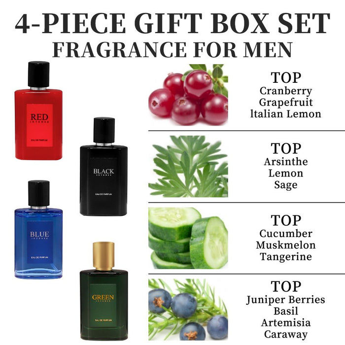 4-Piece Set, Men's Eau De Toilette Spray Gift Box, Long Lasting Fragrance, 4 Different Flavor, 0.85fl.oz/bottle, Valentine's Day And Other Festivals