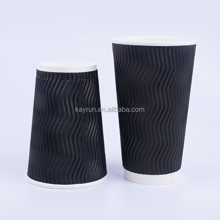 50PCS 8oz 12oz 16oz Custom Printed E co F riendly Triple Ripple Wall cup 3 Layer Disposable hot drink Coffee Paper Cups