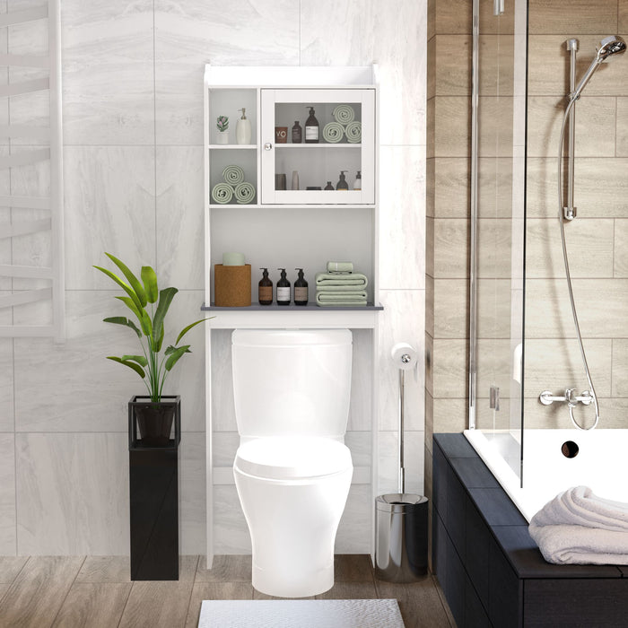 Modern Over The Toilet Space Saver Organization Wood Storage Cabinet for Home, Bathroom