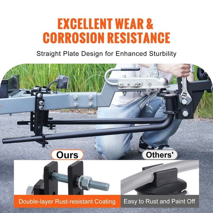 Weight Distribution Hitch, 1,000 lbs Weight Distributing Hitches Kit with Sway Control for Trailer, 2-In Solid Steel Shank, 2-5/16 in Alloy Steel Ball, Powder Coated Load Leveling Hitch, Black