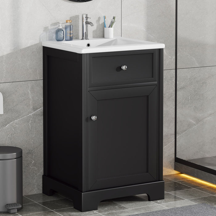 20\" Bathroom Vanity with Sink, Bathroom Cabinet with Soft Closing Door, Storage Rack and Adjustable Shelves