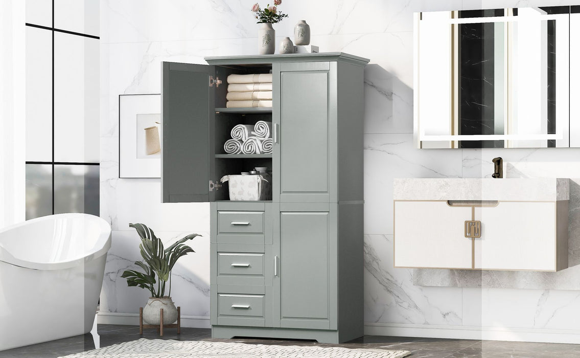 Tall and Wide Storage Cabinet with Doors for Bathroom/Office, Three Drawers